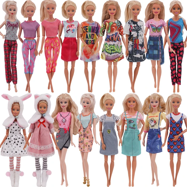 5 pçs/set moda multicolorido outfit vestido saia diário casual vestido de  festa acessórios roupas para barbie boneca diy casa brinquedos - AliExpress