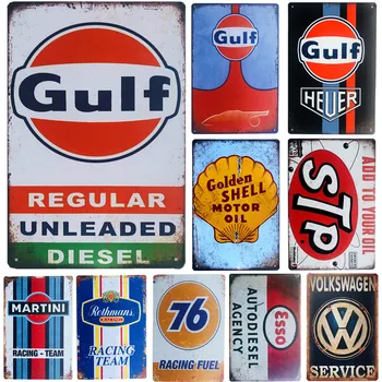 

Vintage Metal Tin Signs Garage Gas Oil Art Poster Wall Decor for Garage Bar Man Cave Iron Painting Decorative Plate