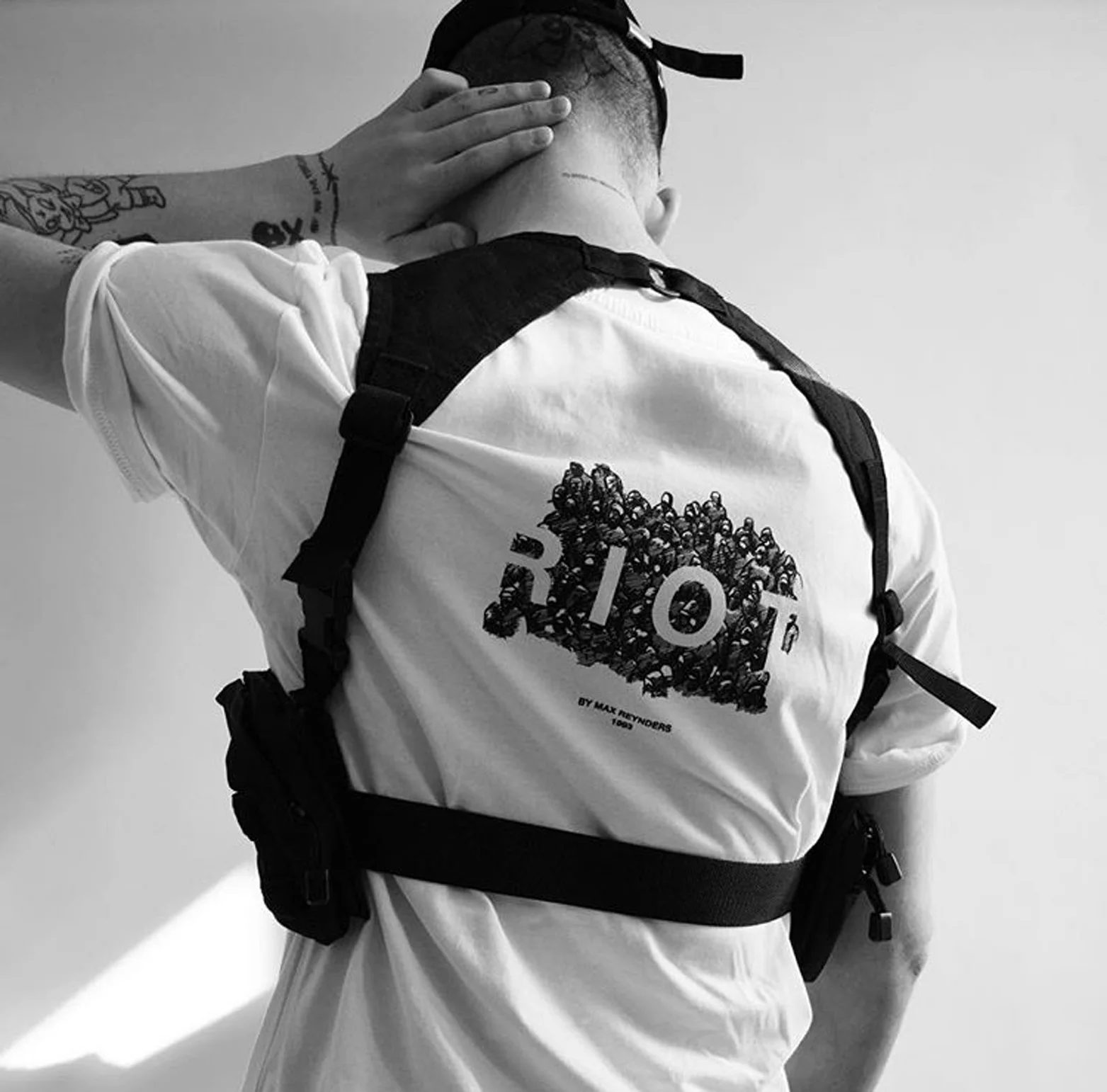 Нагрудная сумка, жилет для мужчин, черный, хип-хоп стиль, многофункциональный, тактический, два кармана, нагрудная сумка, уличная, тактическая, военная