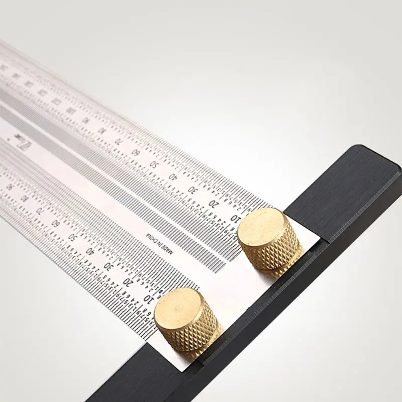 High-precision Scale Ruler T-type Hole Ruler Stainless Woodworking Scribing Mark Line Scriber Gauge Carpenter Measuring Tool