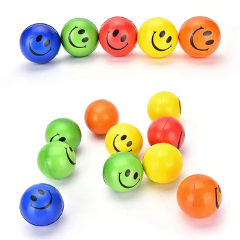 

1pc Solid PU sponge smile face ball 6.3cm yoga gym squeeze exhaust ball wrist exercise toy random colors