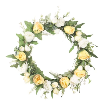 

Simulation Lily Wreath Simulation Plant Rose Door Hanging Vine Circle Decoration Halloween Thanksgiving Christmas Wreath#