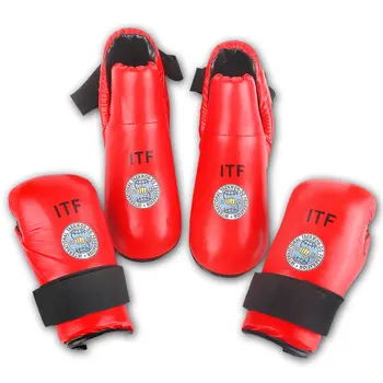 Taekwondo Itf Handschoenen Voet Guard Set Protector Enkel Hoge Kwaliteit Pu Lederen Itf Protector Schoeisel Boot Boksen Voor Volwassen Kind