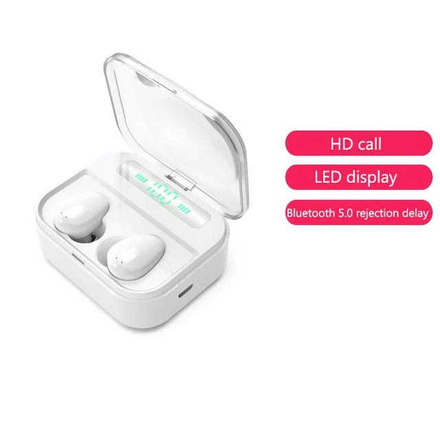 Белый Touch TWS True Беспроводные Bluetooth 5,0 наушники, наушники, светодиодный дисплей, наушники с 3600 мА/ч зарядным устройством для мобильного телефона - Цвет: Белый
