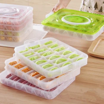 

Refrigerator Fresh-keeping Dumpling Storage Box Four Layers Portable Stackable Dumpling Container Holder Organizer