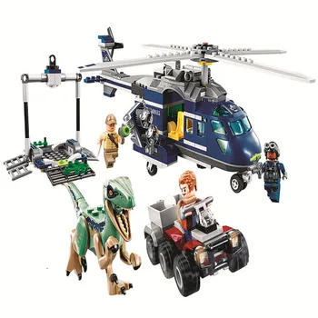 

New 10925 Jurassic Parked Blue's Helicopter Pursuit Bricks Compatible With Jurassic Worlds Model Building Block Bricks Diy Toys