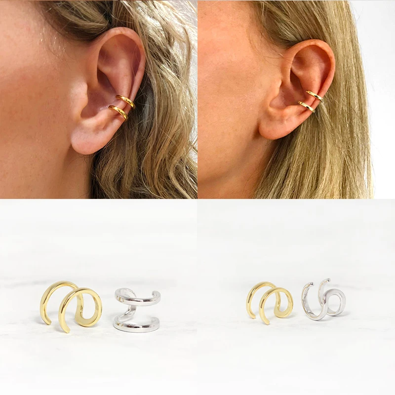 

Aide 925 Silver Jewelry Twisted Double-layered Zircon Female Tremella Buckle Ear Cuff Clip without Piercings Earrings for Women