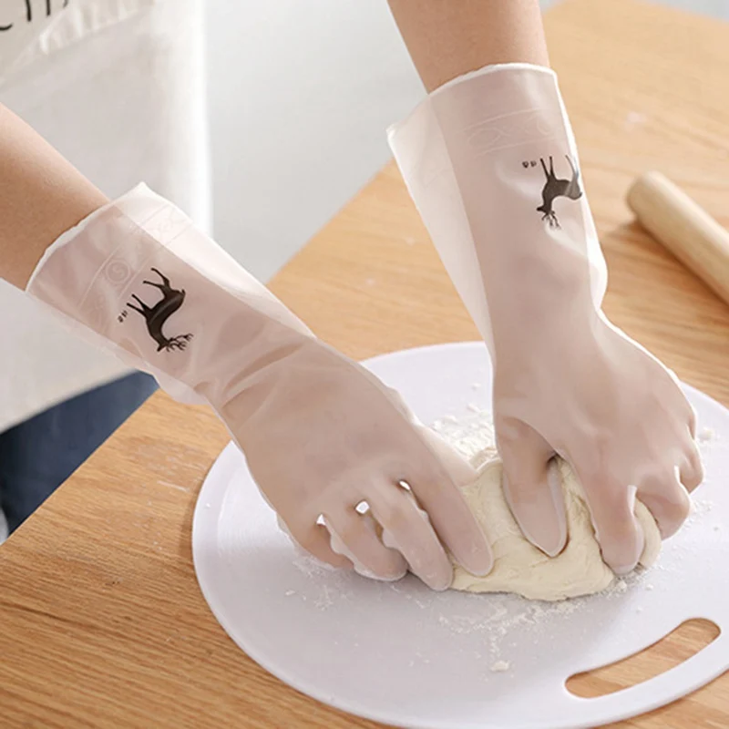 Kitchen Dish Washing Gloves Household Dish Washing Gloves Rubber Translucent Dishwashing Gloves Cleaning Housework Tool