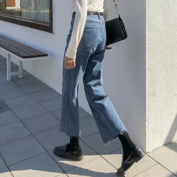 

Retro jeans women's high waist 2020 new Korean style all-around loose and thin straight pants