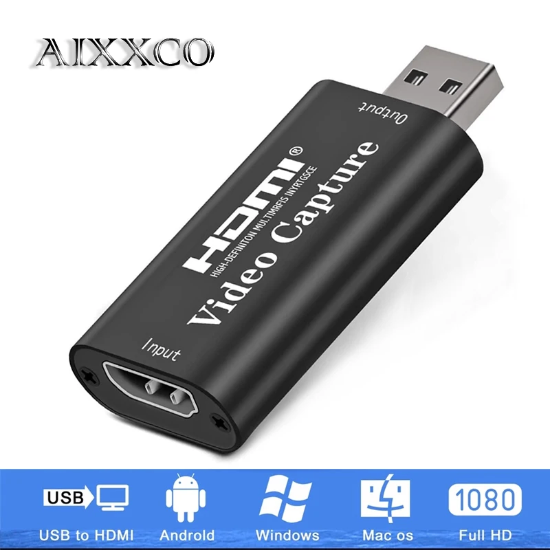 AIXXCO 4K Video USB capture HDMI card Video Grabber Record Box for PS4