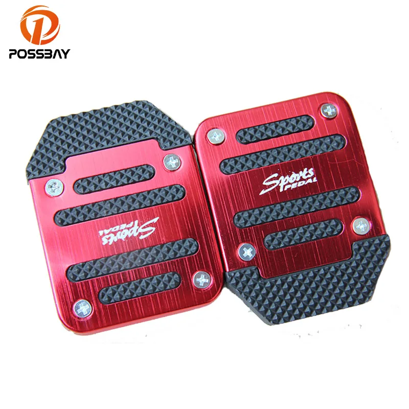 POSSBAY Universal Aluminum Automatic Series 2 Pieces Red and Black Non-Slip Car Pedal Cover Set Kit Footrest Foot | Автомобили и