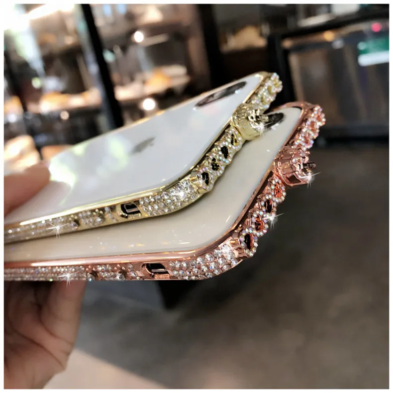 Роскошный Шикарный чехол-бампер с алмазами для iPhone 11 Pro Max X XR XS Max 8 7 6 6s Plus чехол блестящие стразы Ювелирная металлическая блестящая рамка