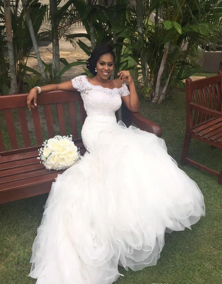 Винтажное романтическое Южно-Африканское нигерийское свадебное платье русалки Дешевое кружевное церковный сад западное официальное свадебное платье размера плюс