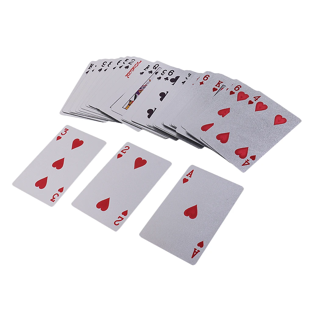 1 Deck Silver Foil Waterproof Plastic Poker PVC Playing Cards Game Pokers  Tricks Props