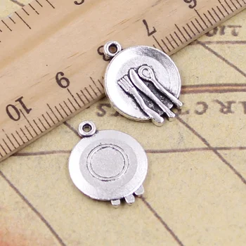 

12pcs/lot Charms Kitchen Tableware Fork Spoon 20x15mm Antique Silver Color Pendants Making DIY Handmade Tibetan Finding Jewelry