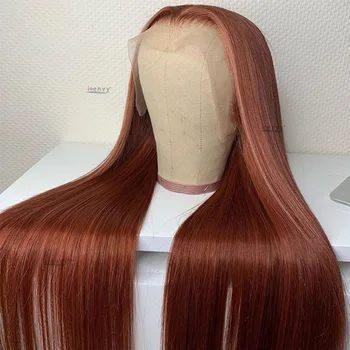 

Auburn Red Lace Front Wigs Human Hair Straight Peruvian Transparent Middle Part Lace Front Wigs 1B Brown Red Remy Lace Wigs 180%