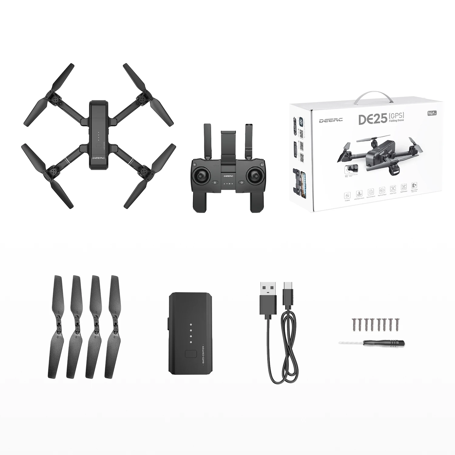 DEERC DE25 Дрон gps ГЛОНАСС FPV wifi RC Дроны с камерой Full HD 1080P Профессиональный gps Квадрокоптер - Цвет: Белый