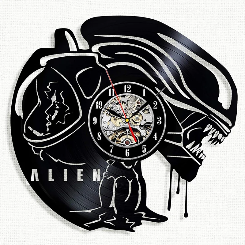 Alien Vinyl Record Wall Clock Modern Design vs Predator 3D Decoration Hanging Vintage Watch Clocks Home Decor | Дом и сад