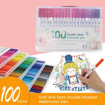 

100 Colors Set Dual Tip Drawing Painting Watercolor Art Marker Pens Brush Pen For School Supplies Stationery Gifts Dropshipping