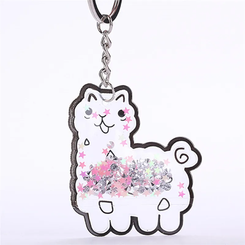

Cute Cartoon Alpaca Pendant Keychain For Women Girls Crystal PVC Charms Holder Bag Car Key Keyring Jewelry Party Gifts