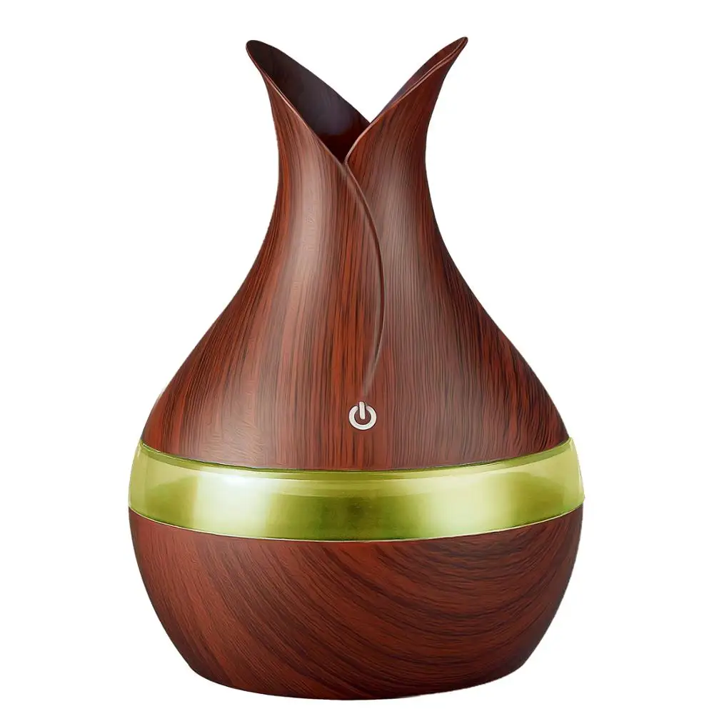 

300ml Usb Essential Oil Diffuser Home Air Humidifier Aroma Humidifiers Portable Car Mist Maker With Wood Grain 7 Color LED Light