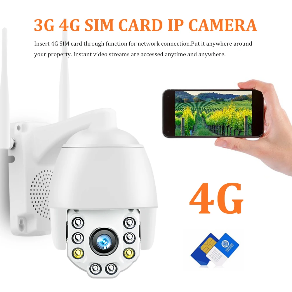 Камера видеонаблюдения 4G 5X Zoom 1080P HD 3G SIM карта IP|Камеры видеонаблюдения| |
