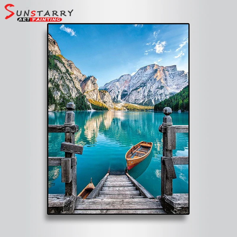 Sunstarry 5D DIY Алмазная вышивка крестиком деревянный мост мозаика круглая дрель море