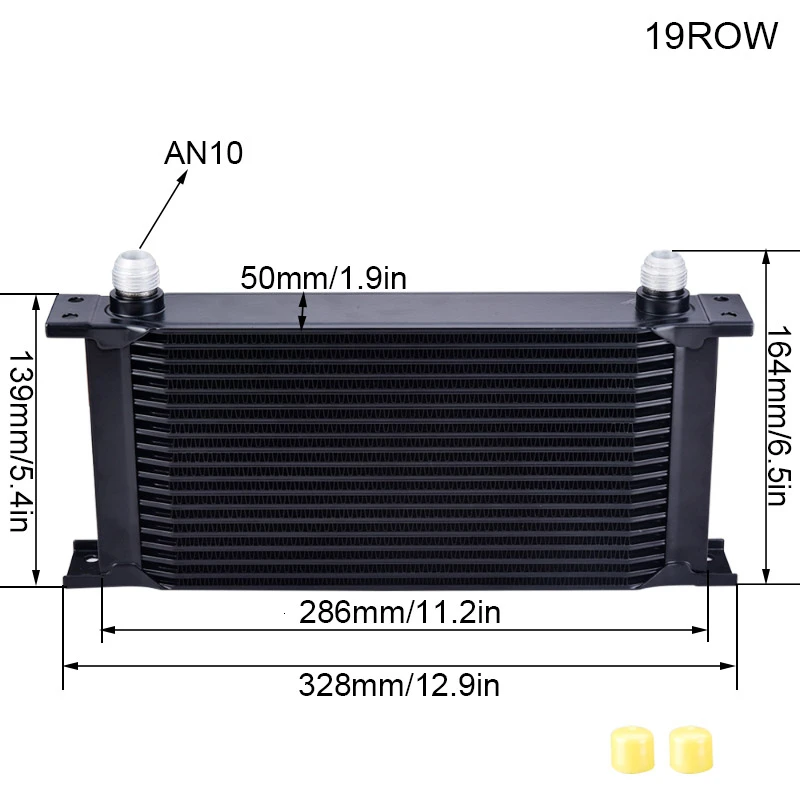 19 Row 10AN Universal Engine Transmission Oil Cooler Kit+Oil Filter Adaptor+Nylon Stainless Steel Braided Oil Hose Fittings Kit
