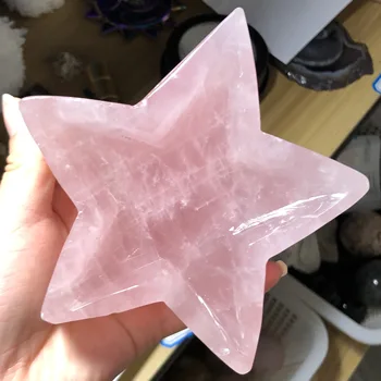 

Free Shipping Natural Rose Quartz Star Shape Crystal Bowl Hand Carved Stone Healing Gemstone Home Decor