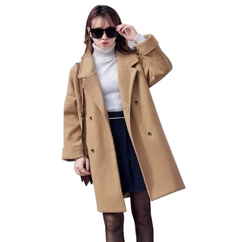 

Fashion Warm Long Woolen Winter Coats Casual Slim Long Wool Coat And Jacket Solid Double Breasted Ladies Coats