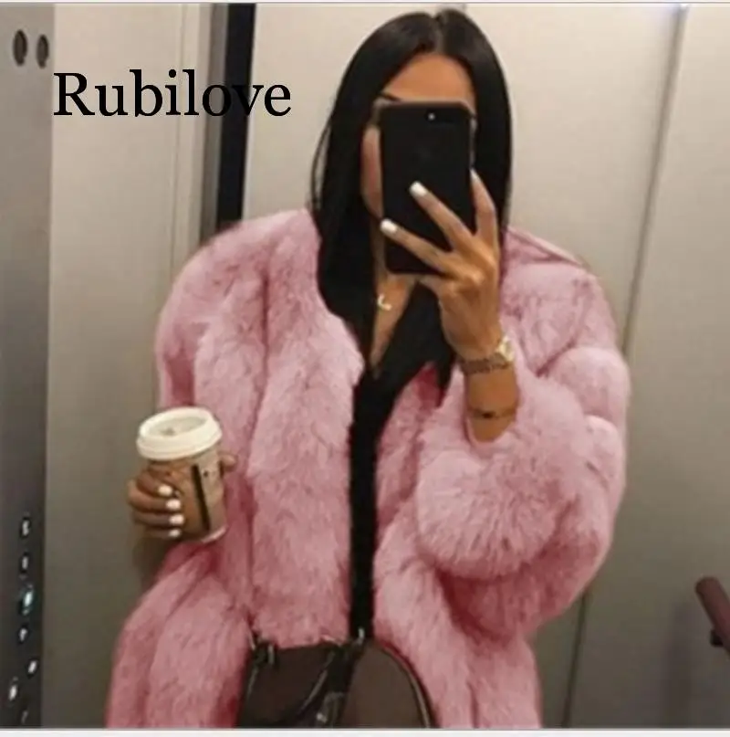 Размера плюс 2XL Для женщин меховые пальто зимнее теплое плюшевое пальто для девочек роскошный мягкий Меховая куртка пальто Высокое качество Для женщин толстое пальто с искусственным мехом