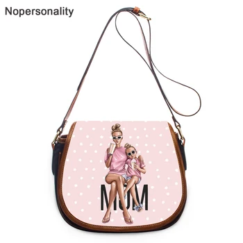

Nopersonality Stylish Hasp Shoulder Bags for Women Female Super Mom Printed Crossbody Bag Ladies Small Saddle Messenger Bag