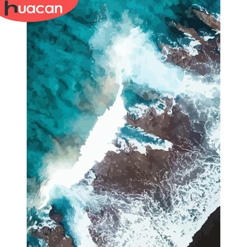 

HUACAN Paint By Number Scenery DIY Pictures By Numbers Sea Kits Drawing On Canvas Hand Painted Painting Art Gift Home Decor