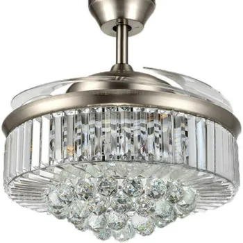 

YEELED Light 42" Retractable Ceiling Fans with Remote Control 3 Light and 3 Fan Speeds Invisible Crystal Ceiling Fan Chandelier