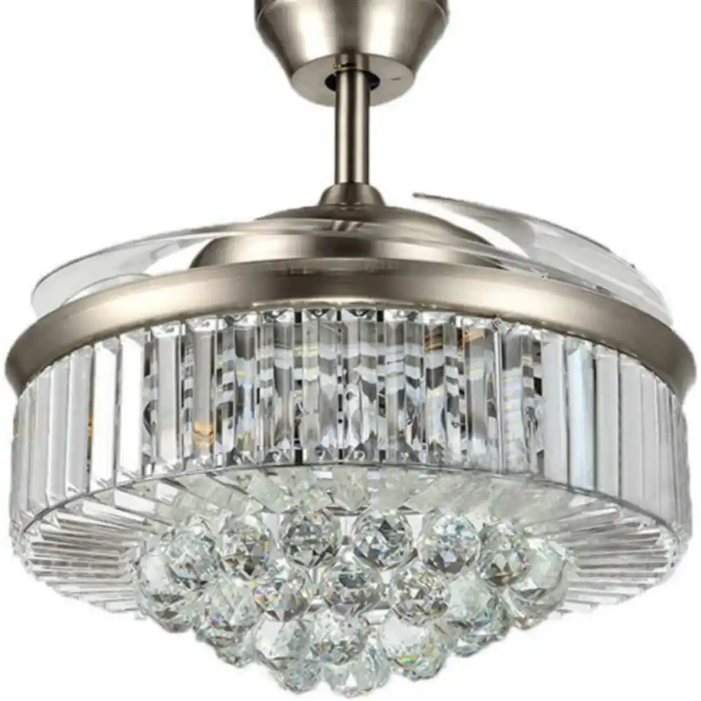 Yeeled Light 42 Retractable Ceiling Fans With Remote Control 3 Light And 3 Fan Speeds Invisible Crystal Ceiling Fan Chandelier Ceiling Fans Aliexpress