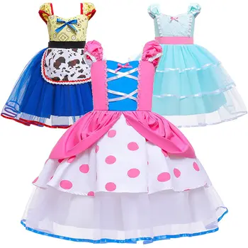 

Baby Girl Toy Story Bo Peep Dress Up Gown Toddler Fancy Sleeveless Tutu Kids Christmas Party Jessie Role Playing Game Frocks