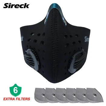 

Sireck 6 Filter Cycling Mask Activated Carbon Bicycle Face Mask PM 2.5 Anti-Polloution Dustproof Sport Running Training Facemask