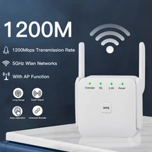 5Ghz WiFi Repeater 1200Mbps Router Wireless Wifi Extender 2.4G&5GHz Wi-Fi Long Range Amplifier Signal Booster Wlan WiFi Repiter