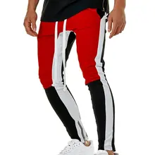 Мужские Лоскутные Спортивные штаны, красные, черные, сплайсированные, обтягивающие брюки, мужские, с эластичной талией, хип-хоп, уличный рэп, одежда, повседневные джоггеры, спортивные штаны