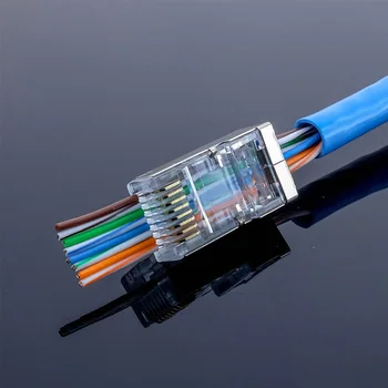

50X RJ45 CAT5e/CAT6 Modular Plug Network Connector Computer Networking Cables\t