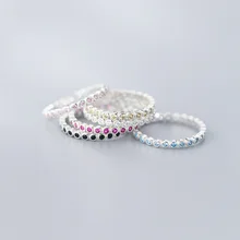 925 пробы серебряные кольца с цветным цирконием для женщин Стразы корейский стиль модные ювелирные изделия