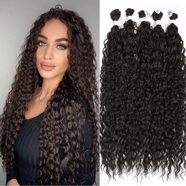 Kinky Curly Hair Bundles Synthetic Hair Extensions Blonde Two Tone Color Hair Weave Bundles Thick 300g For Women Free Shipping Brown