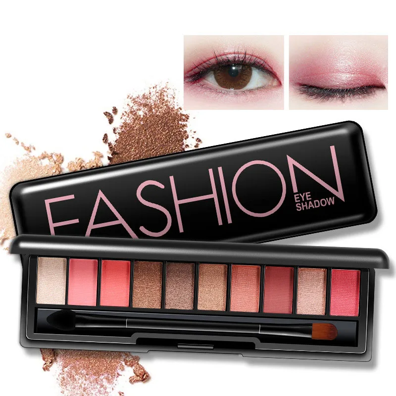 

1 Palate 10-Colors Metallic Eyeshadow Not Smudge Easy To Makeup Waterproof / Water-Resistant Eyeshadow Pallete