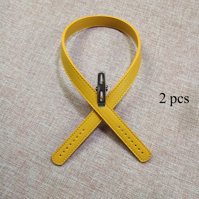 2Pcs/Pair 62cm PU Leather Bag Strap Handle Bag Belt Women Handbag Handle Solid Color DIY Replacement Shoulder Bag Accessories - Цвет: Цвет: желтый