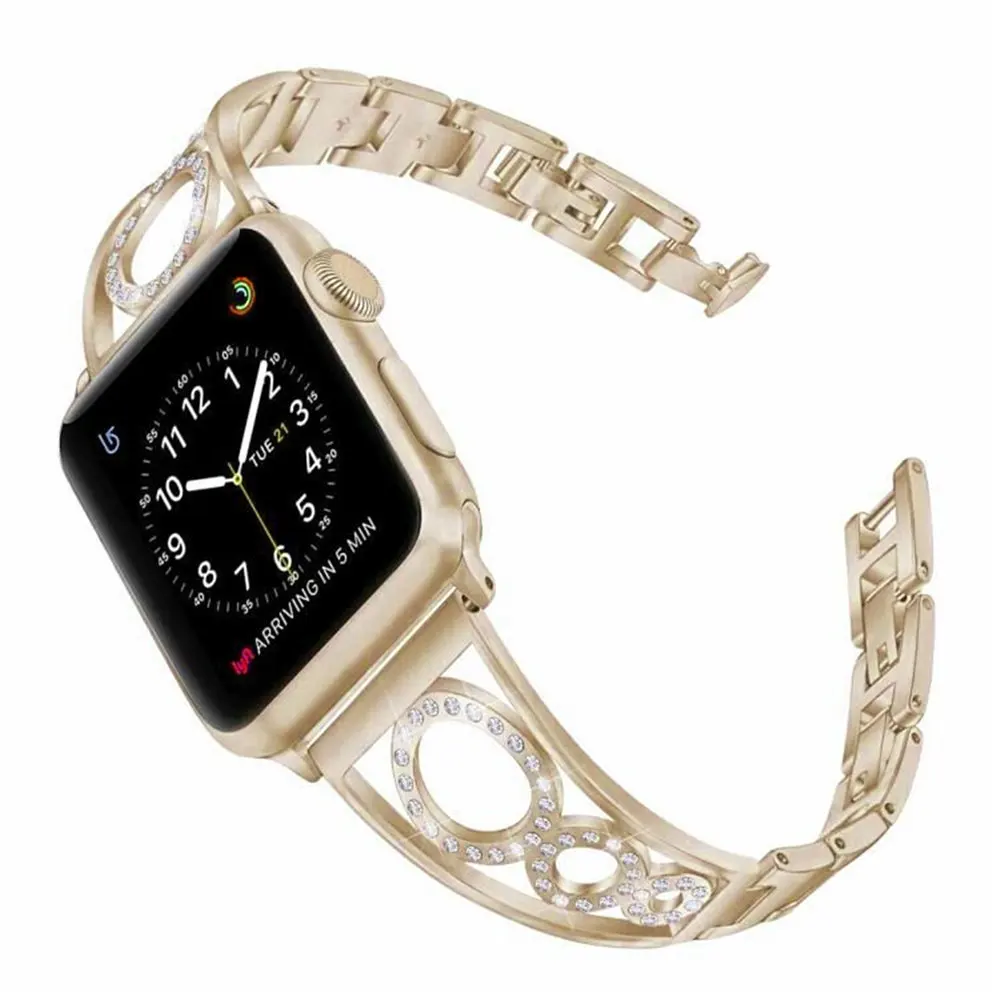 Блестящий Алмазный ремешок для часов Apple Watch Series 4 3 2 1 ремешок блестящие круглые наручные часы ремешок для iWatch 38 мм 42 мм 40 мм 44 мм браслет