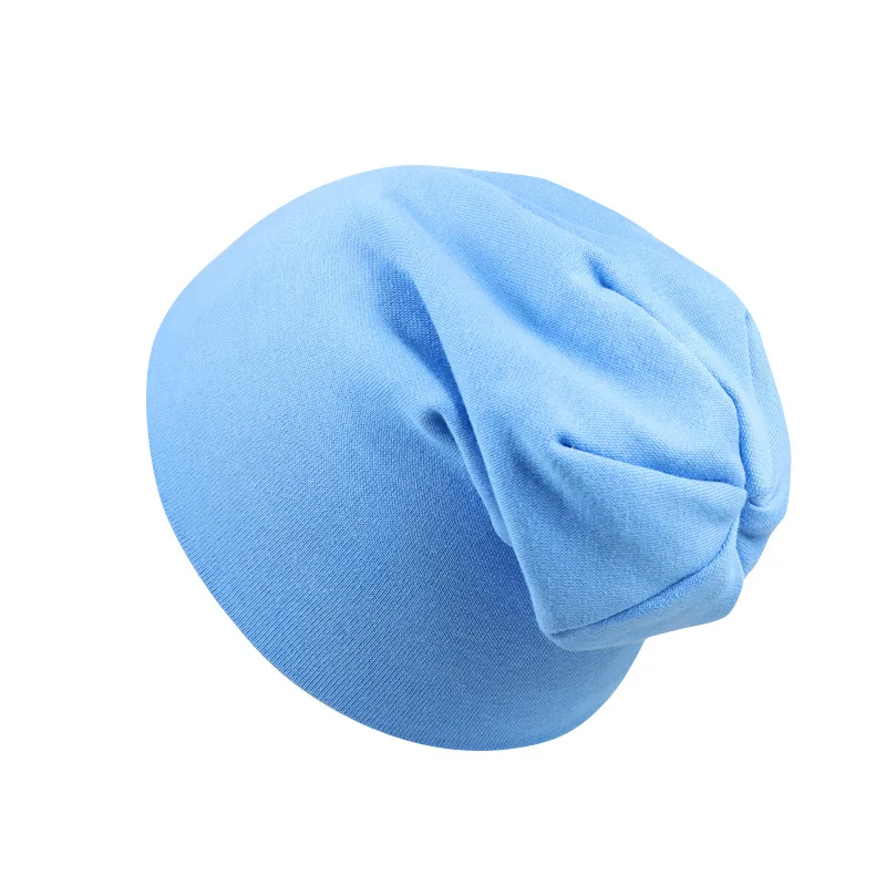 Новая детская шапка в стиле хип-хоп для уличных танцев, весенне-Осенняя детская шапка, шарф для мальчиков и девочек, вязаная шапка, зимняя теплая одноцветная детская шапка - Цвет: sky blue hat