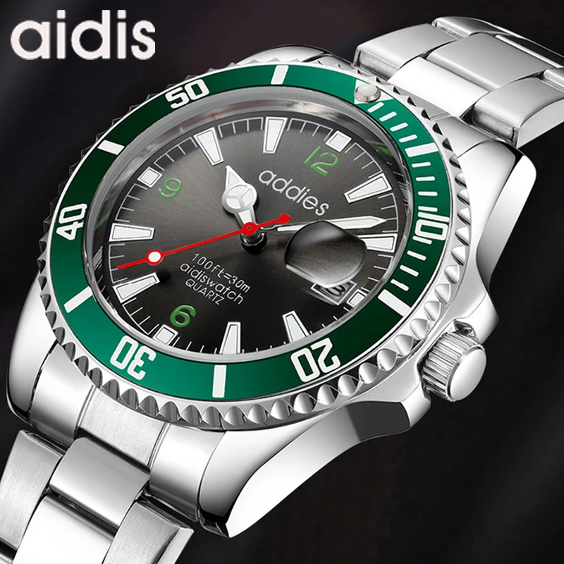 Модные кварцевые мужские часы ADDIES деловые повседневные стальные