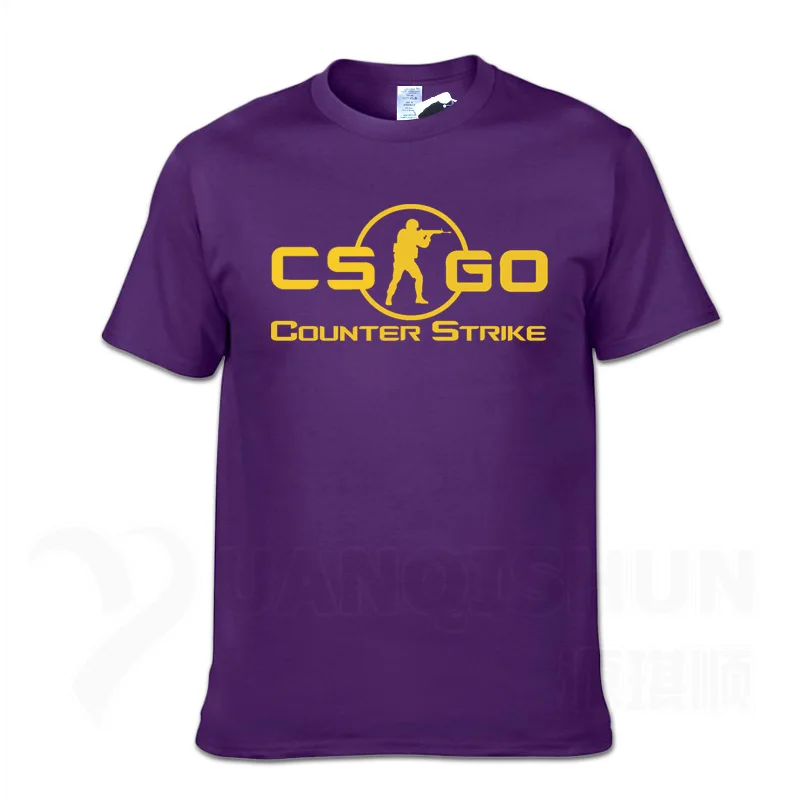 YUANQISHUN, новинка, CS GO, футболка с принтом, Counter Strike, Global offency, CSGO, популярные игры, футболка, команда, на заказ, Мужская футболка из бутика - Цвет: Purple 2