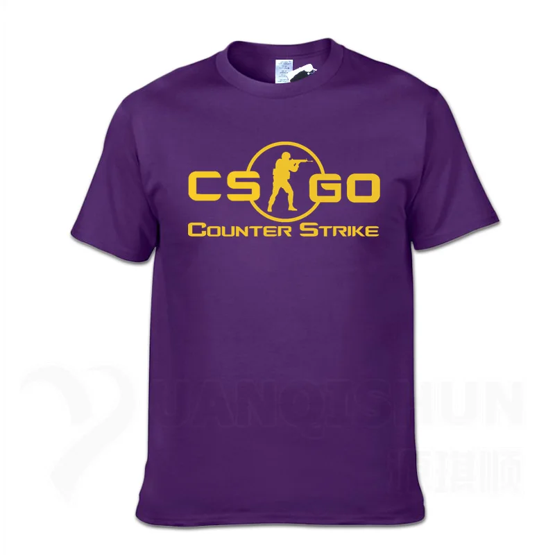 Purple 2 YUANQISHUN, новинка, CS GO, футболка с принтом, Counter Strike, Global offency, CSGO, популярные игры, футболка, команда, на заказ, Мужская футболка из бутика - Цвет: Purple 2