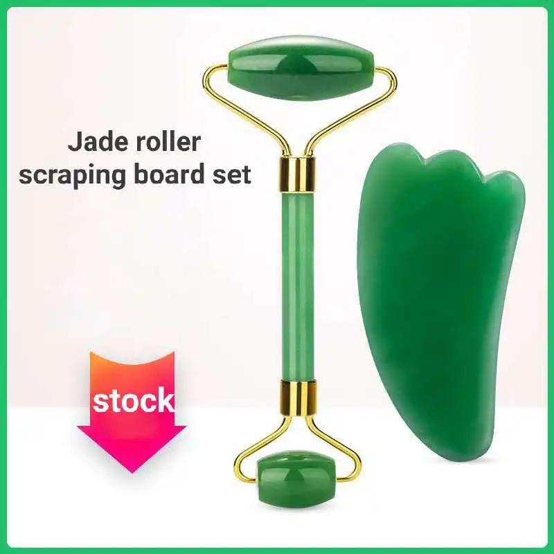 

Manufacturers direct Dongling jade roller horn scraping plate gift box set natural jade double head massage roller